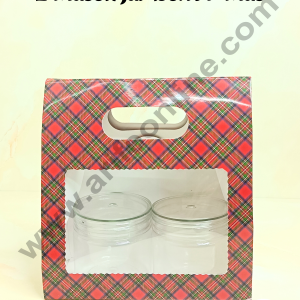 Cake Decor 2 Mason Jar Paper Carry Bags Christmas Theme Red & Blue - Medium (10 Pcs)