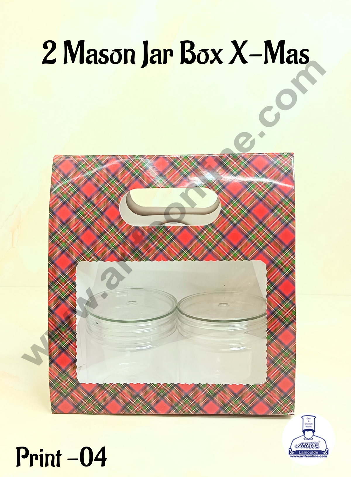 Cake Decor 2 Mason Jar Paper Carry Bags Christmas Theme Red & Blue - Medium (10 Pcs)