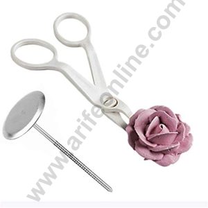 Cake Decor Stainless Steel Rose Nail  and Flower Lifter Plastic Cake Scissors for Cream Flower Transfer