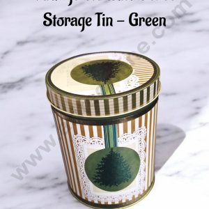 CAKE DECOR™ Medium Vintage Christmas Tree Storage Tin - Green│ Diameter: 10.5 cm x Height: 13.5 cm│