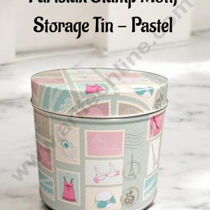 CAKE DECOR™ Parisian Stamp Motif  Storage Tin - Pastel Diameter: 10.5 cm x Height: 9 cm│