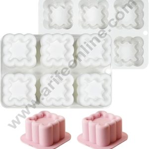 CAKE DECORβ’ 6-Cavity 3D Cloud/Pillow Puffy Square Silicone Chocolate Mold - G437