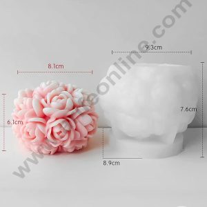 3D Silicon 1 Cavity Rose Peony Round Shape Silicon Candle Mould, Silicon Soap Mould (SBSP-DYF7374) - CAKE DECOR™