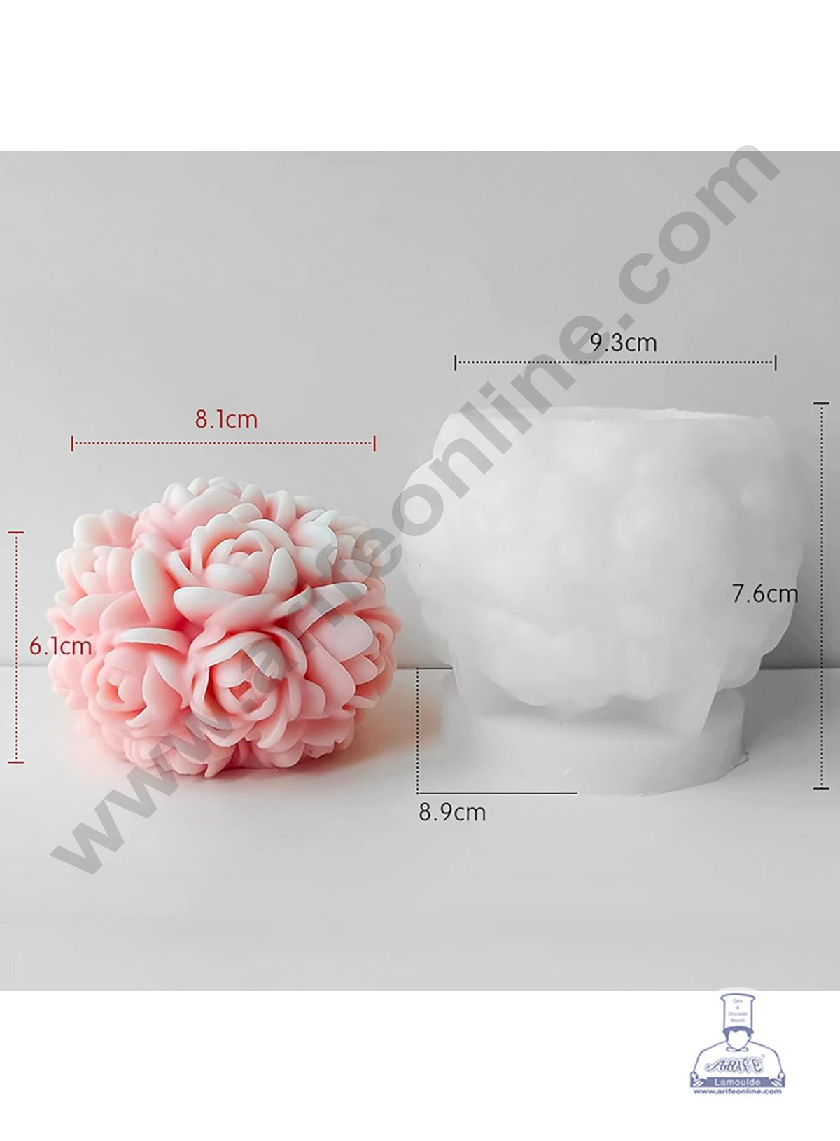 3D Silicon 1 Cavity Rose Peony Round Shape Silicon Candle Mould, Silicon Soap Mould (SBSP-DYF7374) - CAKE DECORβ’