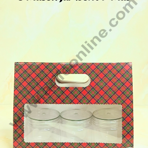 Cake Decor 3 Mason Jar Paper Carry Bags Christmas Theme Red & Blue - Large (10 Pcs)