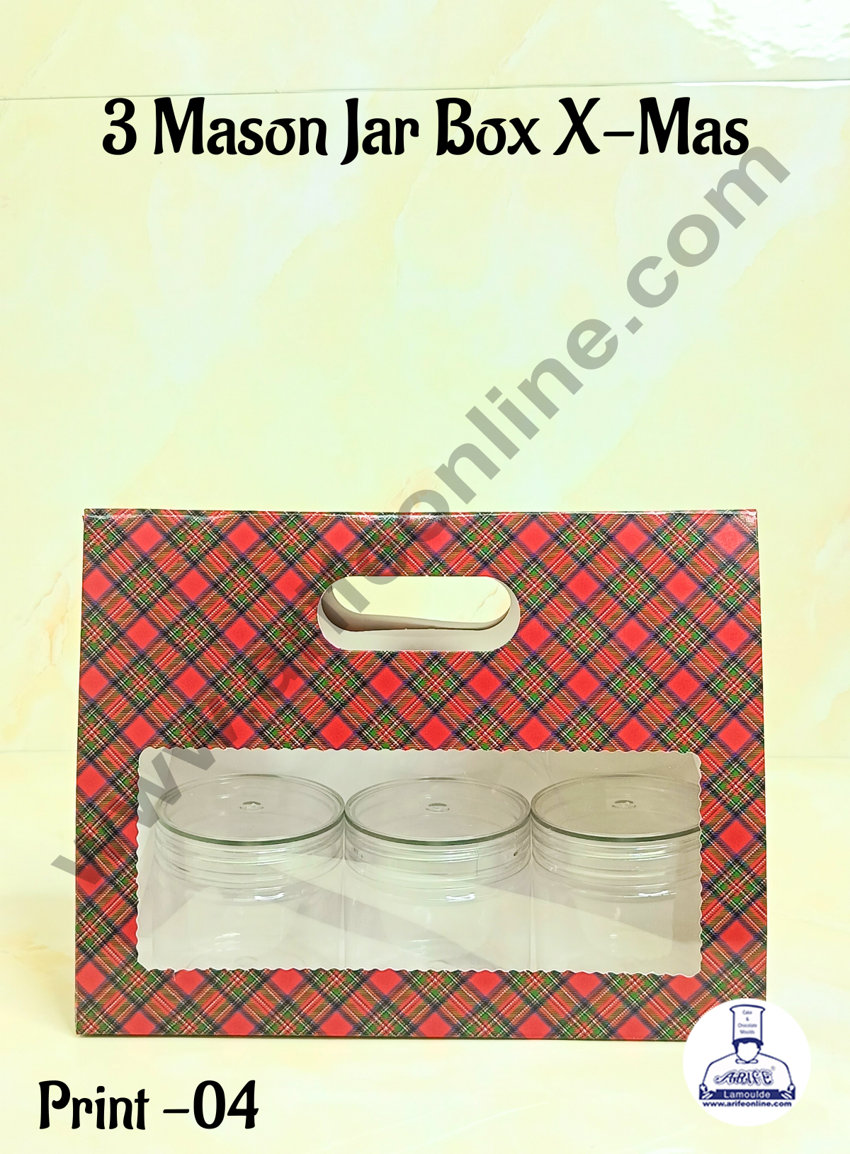 Cake Decor 3 Mason Jar Paper Carry Bags Christmas Theme Red & Blue - Large (10 Pcs)