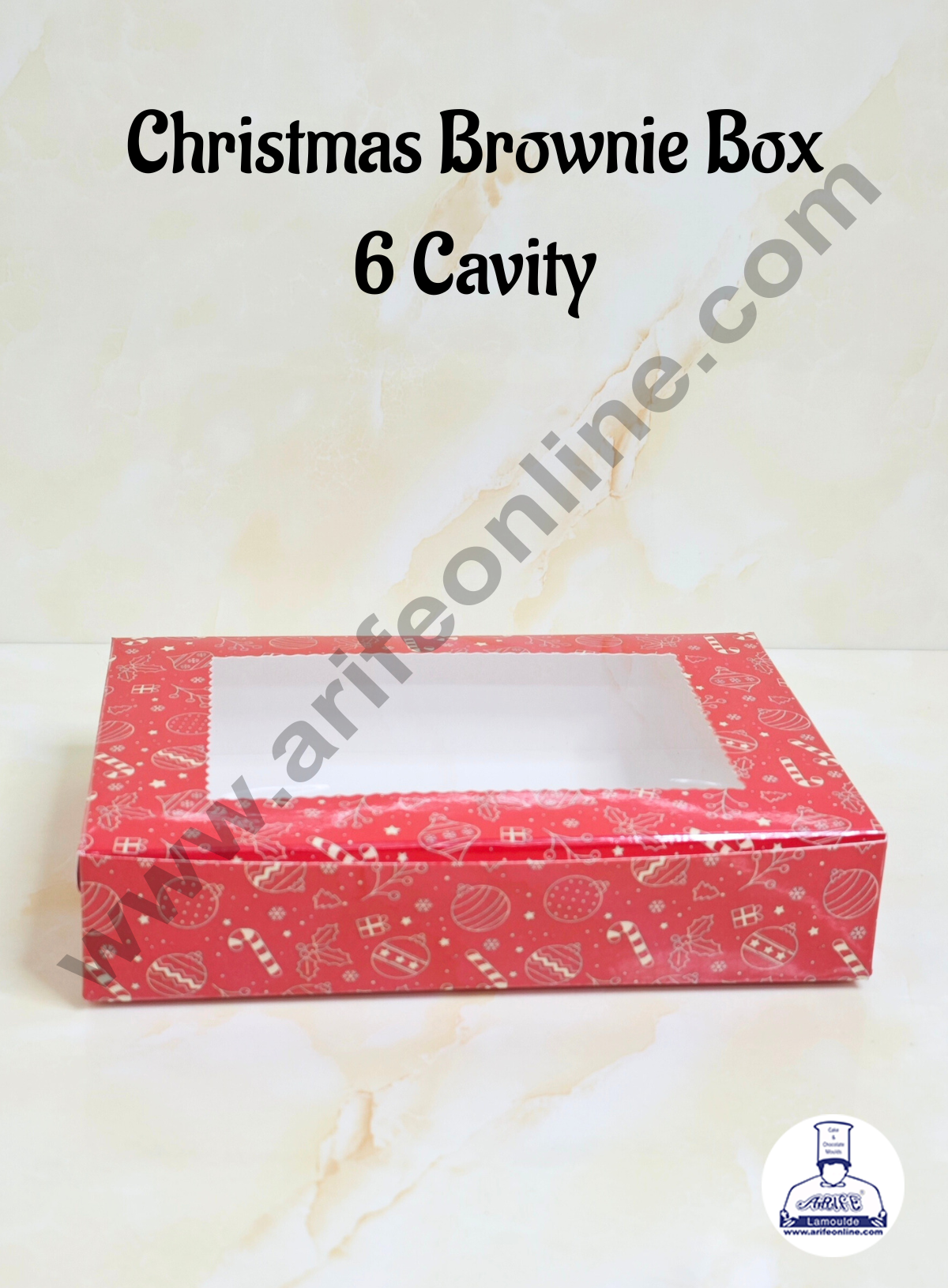 CAKE DECORβ’ Red Christmas Theme 6 Cavity Brownie Boxes with Clear Window , Brownie Carriers β Christmas Theme ( 10 Pcs Pack )