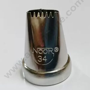 CAKE DECORβ’ Small Noor Multi-opening Icing Nozzle No. 34 with Collar Ring | Piping Steel Nozzle