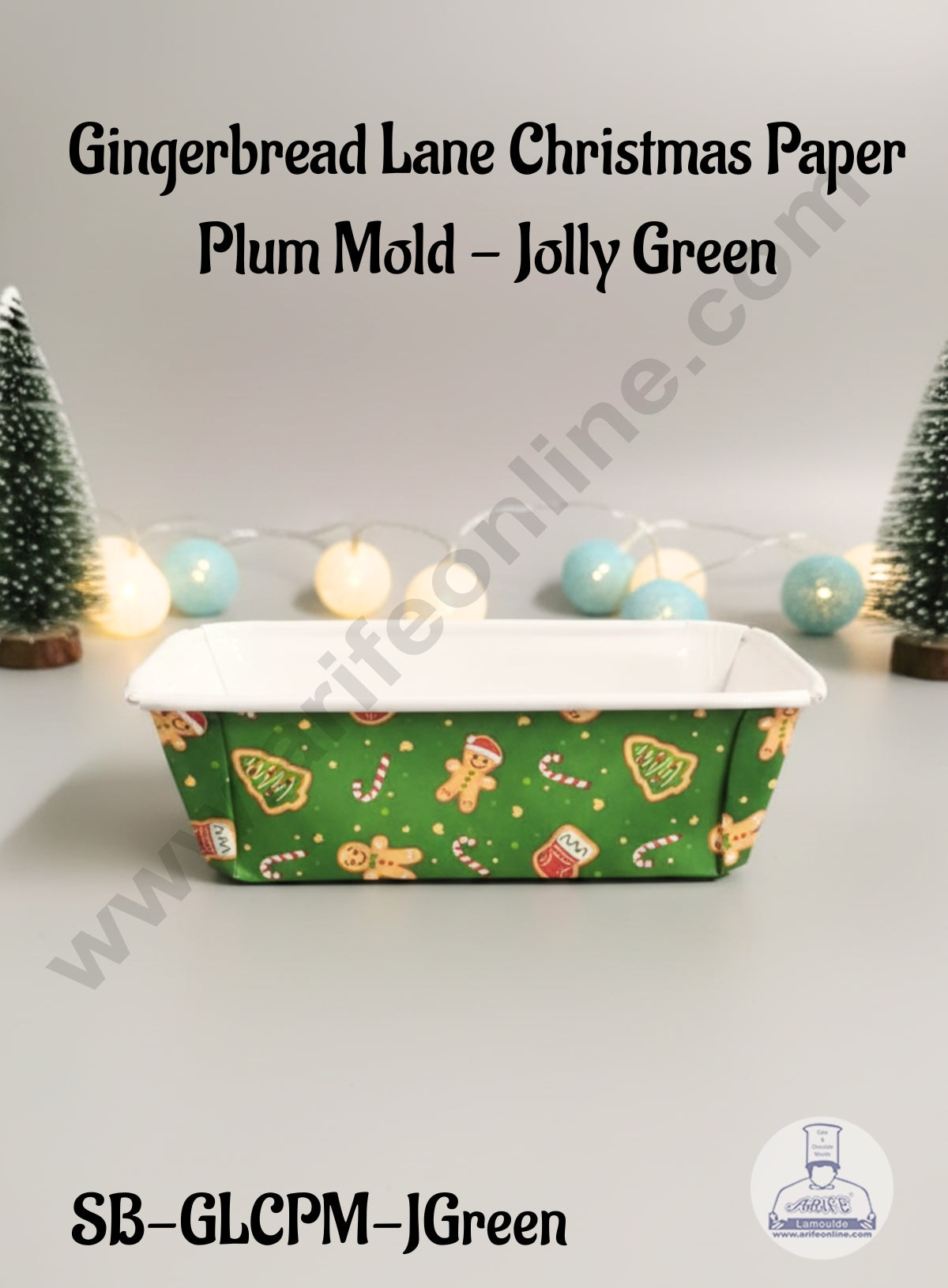 CAKE DECORβ’ Gingerbread Lane Christmas Paper Plum Mold - Jolly Green -10 Piece Pack