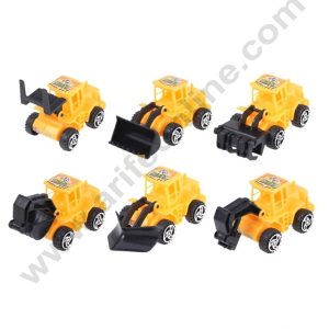 Mini Construction Vehicle Toy Cake Topper (JCB Set) - 6 Pcs - CAKE DECOR™