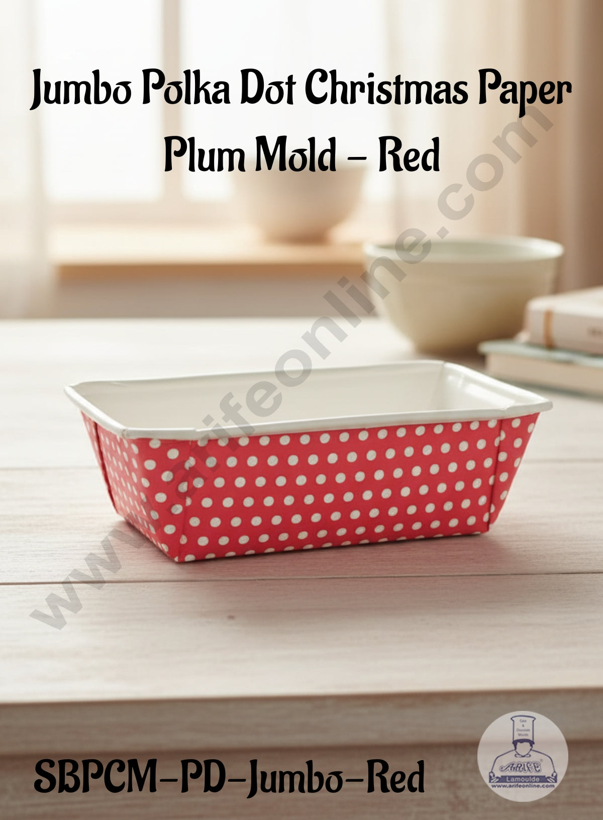 CAKE DECORβ’ Jumbo Polka Dot Christmas Paper Plum Mold - Red -10 Piece Pack