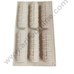 CAKE DECORβ’ 6-Cavity 3D Ruffle/Textured Cylinder Silicone Chocolate Mold - G425