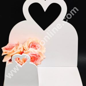 White Mid Heart Design Cake and Flower Hamper Stand  - CAKE DECOR™