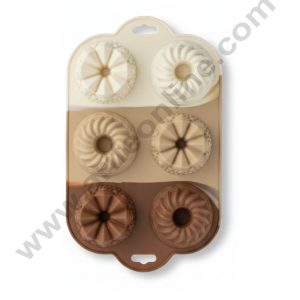 CAKE DECORβ’ 6-Cavity Assorted 3D Mini Bundt Silicone Mold - 640-13