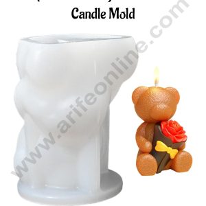 CAKE DECORβ’ Teddy Bear Holding a Rose Silicone Candle MoldβSB-SCM-DYF7661β