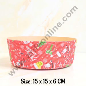 CAKE DECOR™ Christmas Theme Round Paper Cake Mould | Bake & Serve Paper Baking Mould (10 Pc Pack)