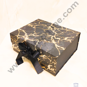 CAKE DECOR™ Marble Black Folding Hard Hamper Box | Gift Box | Present Box - 1 Pc