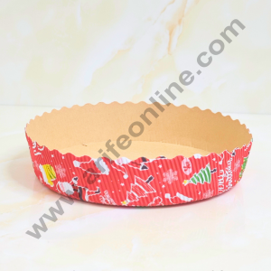 CAKE DECOR™ Small Christmas Theme Round Paper Cake Mould | Bake & Serve Paper Baking Mould (150 X 35)(10 Pc Pack)