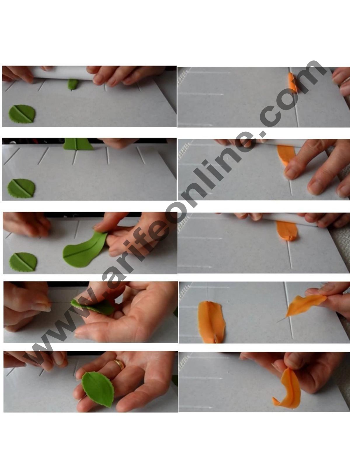 Cake Decor 12.5 cm X 20 cm Petal And Leaves Veining Board Fondant Tools Color White