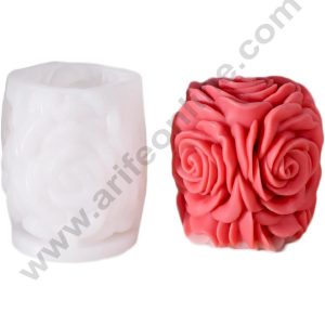 3D Silicon 1 Cavity Rose Pillar Shape Silicon Candle Mould, Silicon Soap Mould (SBSP-DYF7414) - CAKE DECOR™