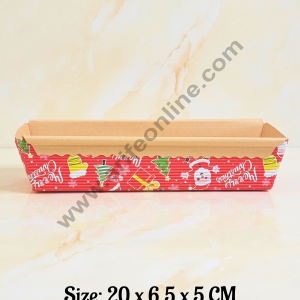 CAKE DECOR™ Christmas Theme Big Loaf  Liner | Bake & Serve Paper Baking Mould (200 X 65 X 50)(10 Pc Pack)