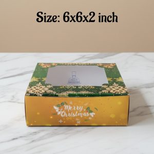 Christmas 4 Brownie Box - Green | Size: 6x6x2 inch | 10 Piece Pack - CAKE DECOR™