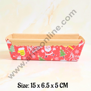 CAKE DECOR™ Christmas Theme Small Loaf  Liner | Bake & Serve Paper Baking Mould ( 150 X 65 X 50)(10 Pc Pack)