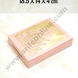 CAKE DECOR™ Christmas Theme Sweet Box For Hampers | Chocolate Box | Brownie Box - 1 Pcs Pack - Peach - 18.5 X 14 X 4 cm