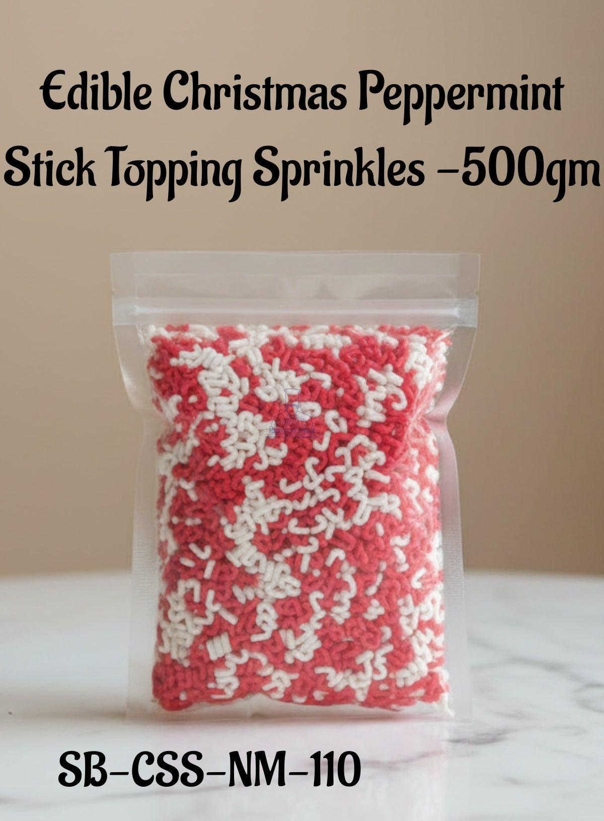 CAKE DECOR™ Edible Christmas Peppermint Stick Topping Sprinkles - 500gm