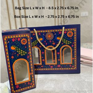 Fusion Diwali Bag Ribbon Handle With 3 Goodie Boxes Inside Foldable