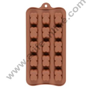 Cake Decor 15 Cavity Double Heart Design Brown Silicone Chocolate Mould