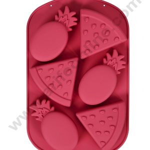 CAKE DECOR™ 6 Cavity Fruit Theme Silicone Chocolate Mold | Watermelon Pineapple Mould | Pastry Muffin Mould (SBSM-YH-800)