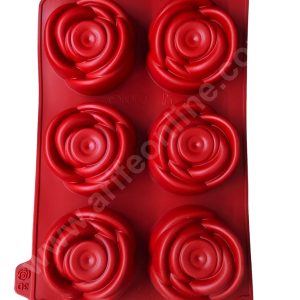 CAKE DECOR™ 6 Cavity Rose Bundt 3D Shape Silicone Reusable Chocolate Mould | Pastry Muffin Mould (SBF-M197)