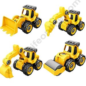 CAKE DECOR™ Mini Construction Vehicle Toy Cake Topper (JCB Set) - 4 Pcs