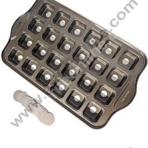 CAKE DECOR™ 24-Cavity Square Non-Stick Mini Cheesecake Pan – Removable Bottom (SBNS-A-11)