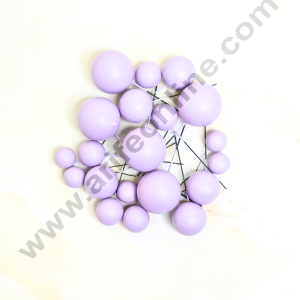 CAKE DECOR™ Matte Pastel Lavender Faux Ball Topper For Cake and Cupcake Decoration - 20 pcs Pack