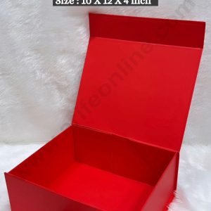 CAKE DECOR™  Red Color Folding Hard Hamper Box with ribbon | 10X12X4 Inch | Gift Box | Present Box - 1 Pc |  (SBBX-HFFB-D17)