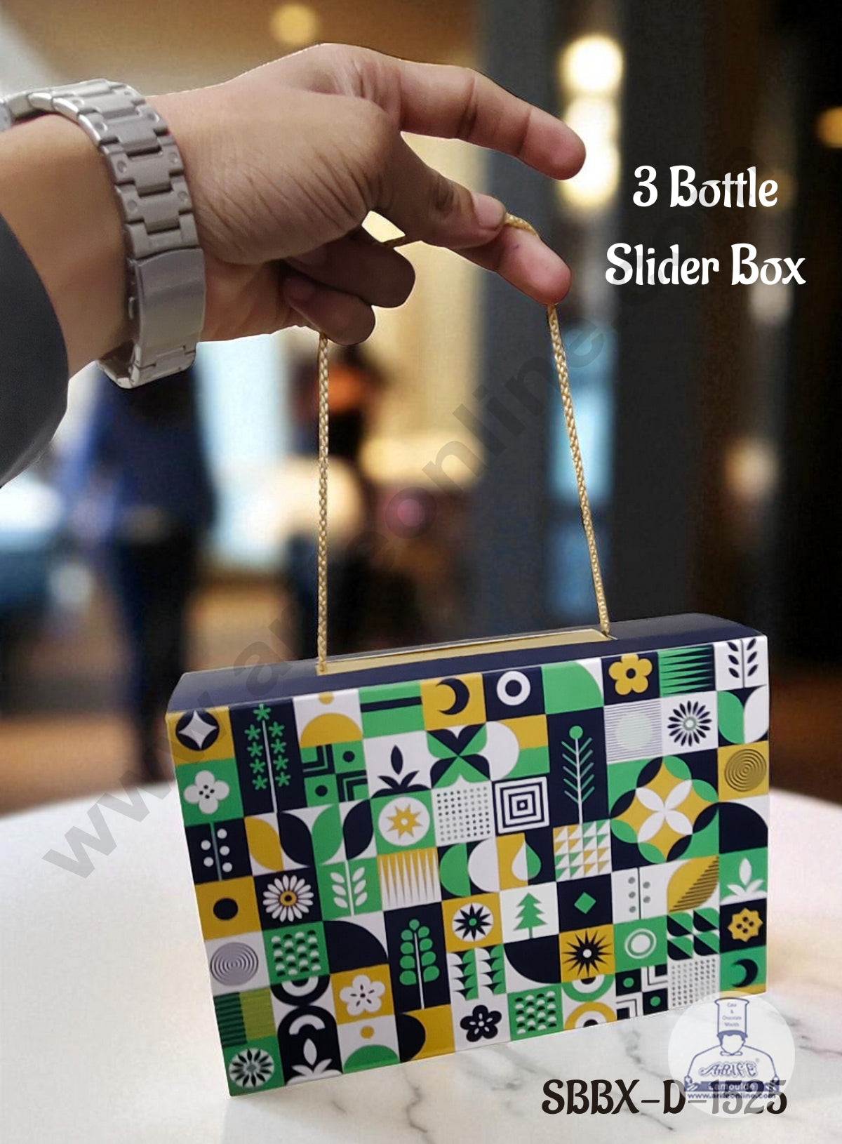 3 Bottle Slider Box with Handle Without Bottles/Jars β Royal Blue| 1 Pcs Pack (21 X 14.5 X 5.5 cm) - CAKE DECORβ’