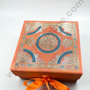 Orange Traditional Foldable Hard Hamper Box With Ribbon | Gift Box | Present Box - 1 Pc - CAKE DECOR™