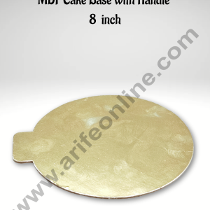 Cake Decor MDF Cake Base Gold Color with Handle  10 Pieces Round - 8 inch