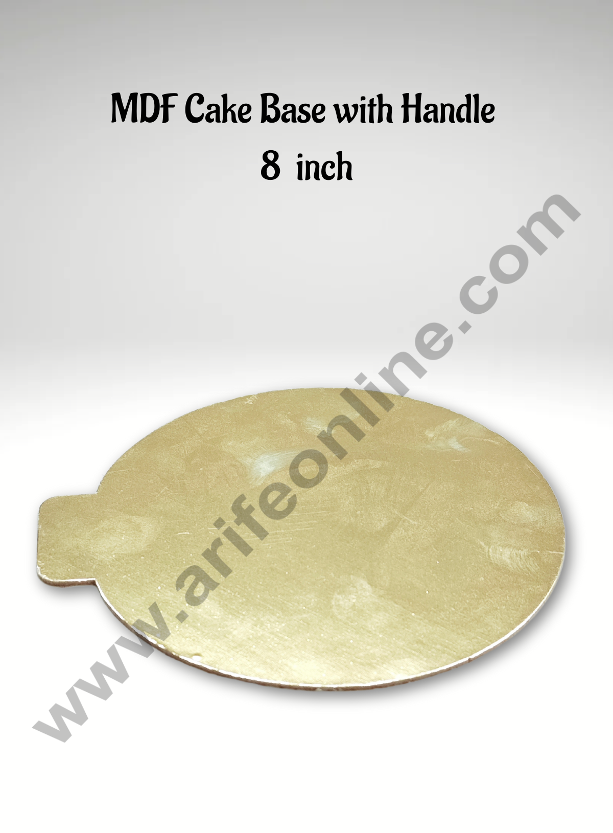 Cake Decor MDF Cake Base Gold Color with Handle 10 Pieces Round - 8 inch