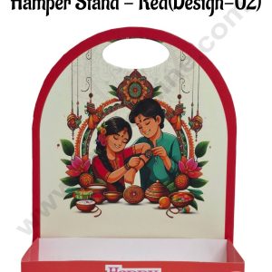 Happy Raksha Bandhan Foldable Hamper Stand - Red(Design-02) CAKE DECOR™