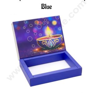 6 Cavity Diwali Sliding Hamper Box Without Cavity - Blue (1 Piece Pack) - CAKE DECOR™