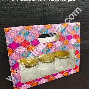 Cake Decor 3 Mason Jar Paper Carry Bags Multicolor Traditional Design - Large (10 Pcs)