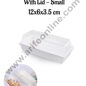CAKE DECOR™ Rectangle Shape Paper Moulds With Lid - White- Small (10 Pcs Pack)