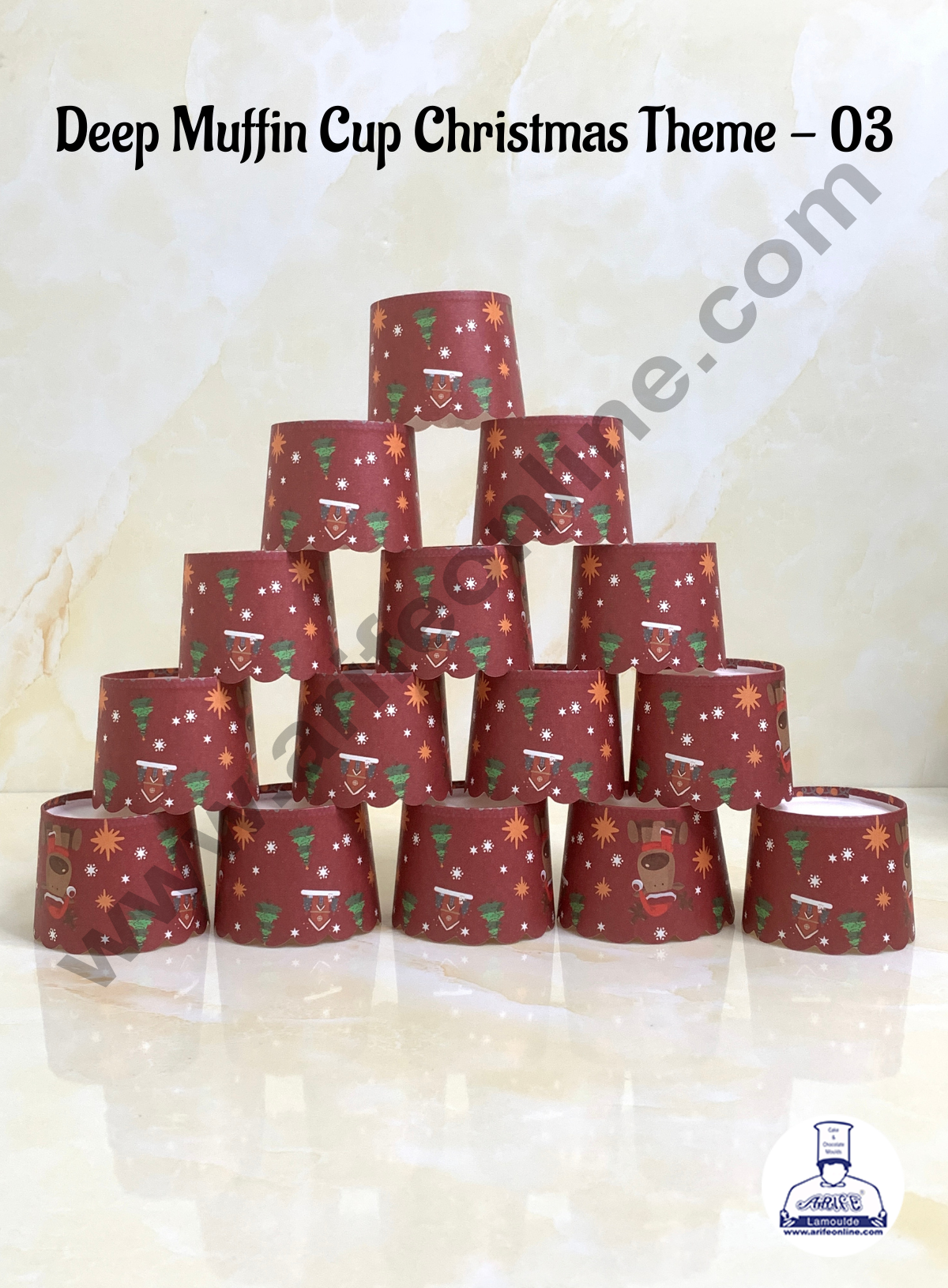 CAKE DECORβ’ Deep Muffin Cup Christmas Theme | Muffin Cupcake Liners (50Pcs Pack) Design-03