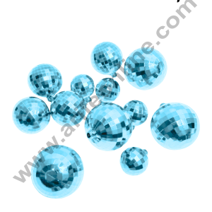 CAKE DECOR™ Plastic Blue Disco Faux Balls Topper For Cake Decoration - (12 pcs Pack)