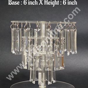CAKE DECOR™  Acrylic Round Chandelier Spacer 6 Inch Base & 6 Inch Height For Cake and Cupcake Decoration - 6 X 6 Inch
