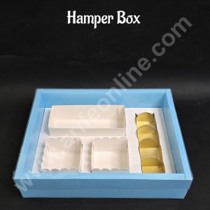 Premium Blue Platter & Hamper Box with Cavity & Lid β 13 x 10 x 3 Inches - CAKE DECORβ’