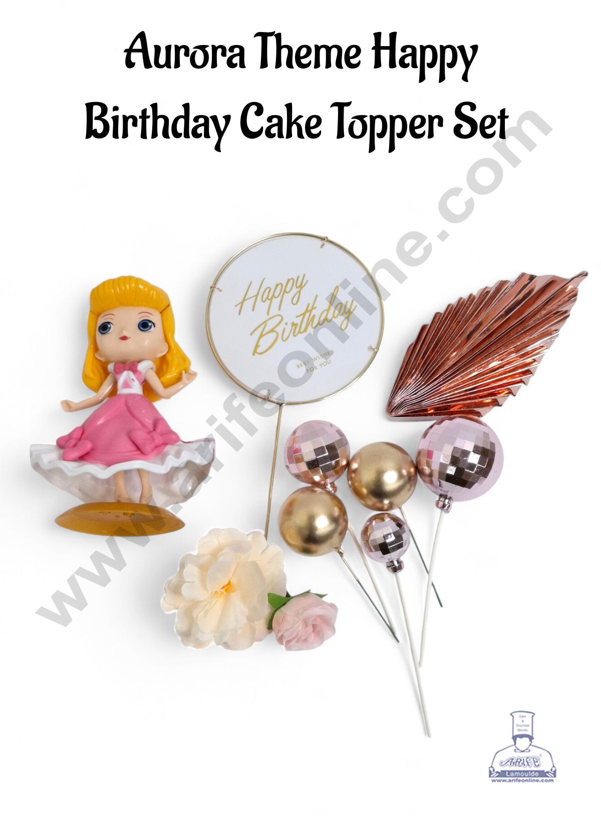 Aurora Theme Happy Birthday Cake Topper Set - CAKE DECORβ’